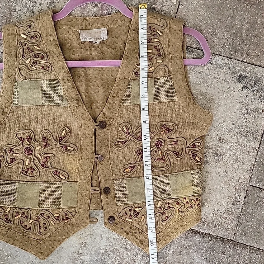 Vintage Cotton Beaded Embroidered Vest Sz M